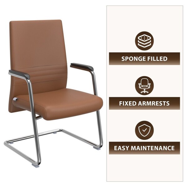 Leisuremod Aleen Office Chair in Upholstered Leather and Iron Frame, Dark Brown - AGO19DBRL