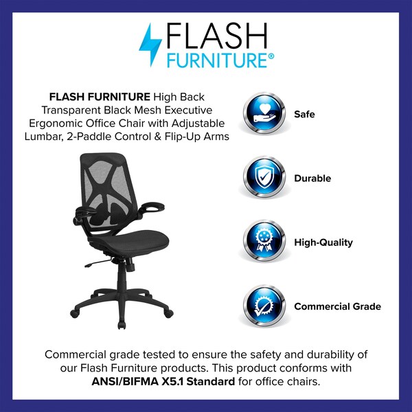 Flash Furniture High Back Exec Chair, Black, Weight Capacity: 250 lb. - HL-0013T-GG