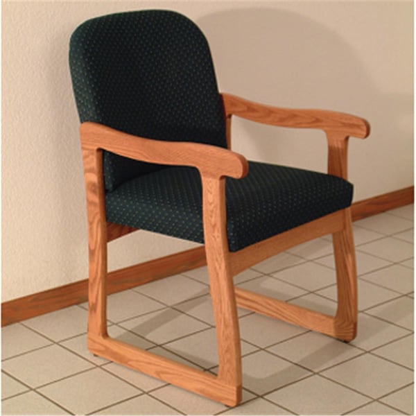 Wooden Mallet Prairie Guest Chair in Medium Oak - Arch Green - DW7-1MOAG