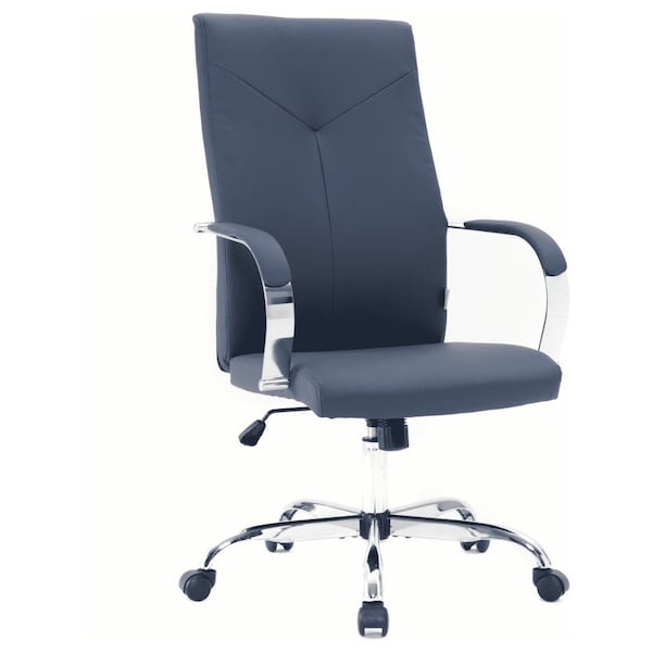 Leisuremod Sonora Modern High-Back Leather Office Chair, Navy Blue - SO19BUL