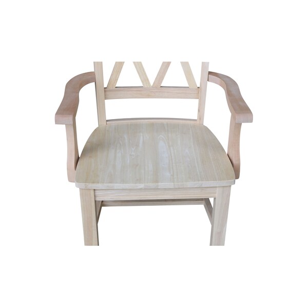 International Concepts Double X-Back Chair with Arms, Unfinished - CI-20A