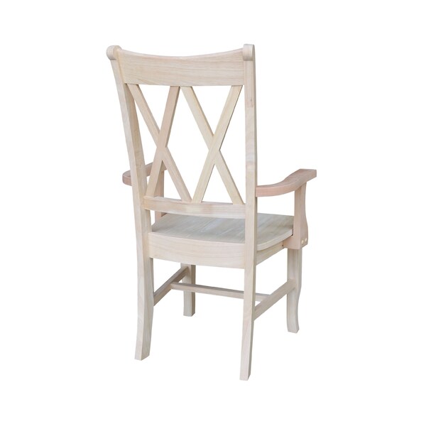 International Concepts Double X-Back Chair with Arms, Unfinished - CI-20A