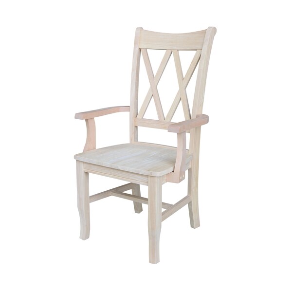 International Concepts Double X-Back Chair with Arms, Unfinished - CI-20A