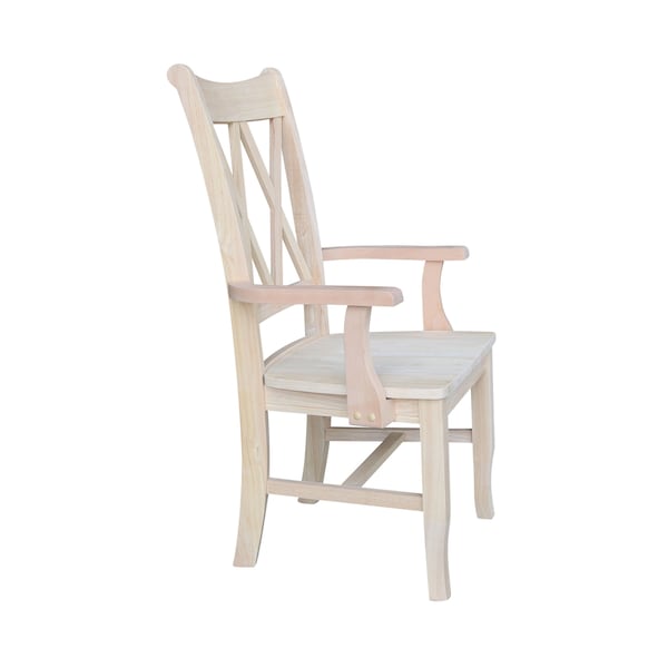 International Concepts Double X-Back Chair with Arms, Unfinished - CI-20A