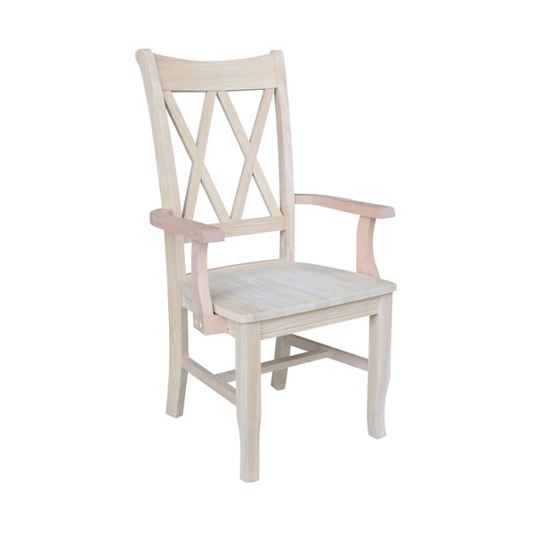 International Concepts Double X-Back Chair with Arms, Unfinished - CI-20A