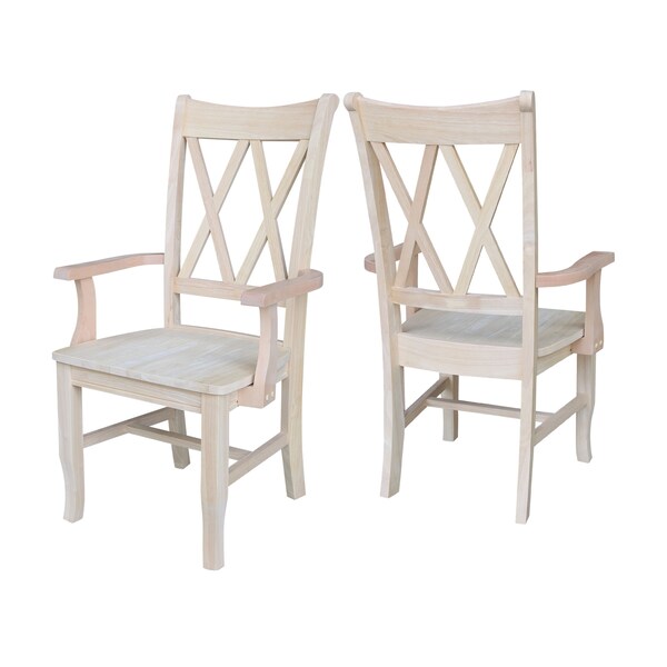 International Concepts Double X-Back Chair with Arms, Unfinished - CI-20A