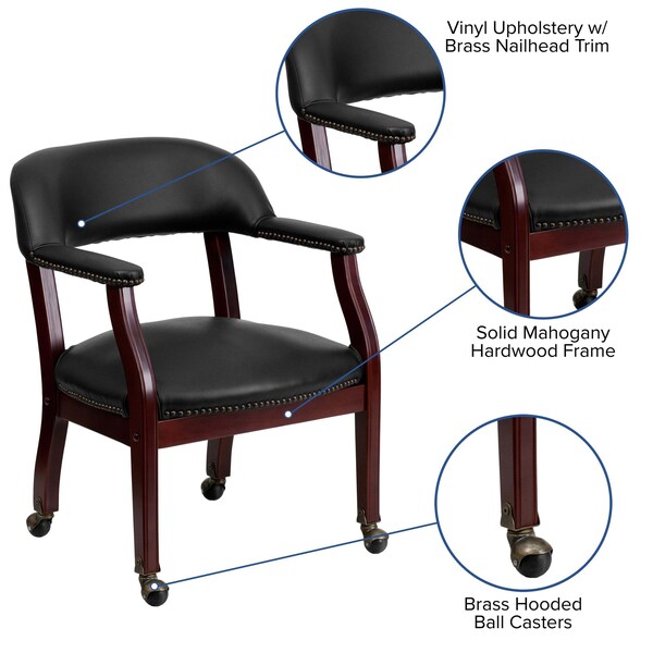 Flash Furniture Traditional Luxurious Conference Chair, Black Back, 24 in W 27" L 31-1/2" H, Upholstered Straight - B-Z100-BLACK-GG