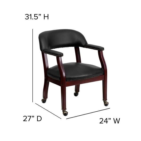 Flash Furniture Traditional Luxurious Conference Chair, Black Back, 24 in W 27" L 31-1/2" H, Upholstered Straight - B-Z100-BLACK-GG