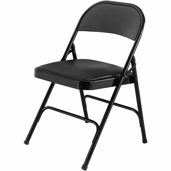 Lorell Padded Seat Folding Chairs, Steel Frame, Black, 4 ct - LLR62526