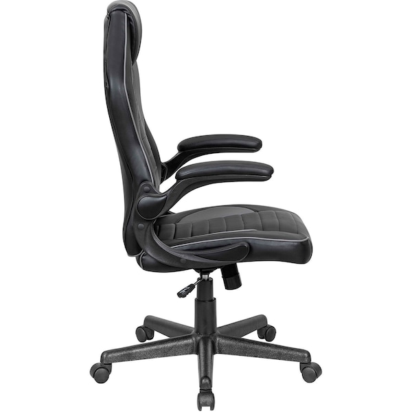 Global Industrial Racing/Gaming Chair, Mid Back, Synthetic Leather, Black/Gray - 695854GY