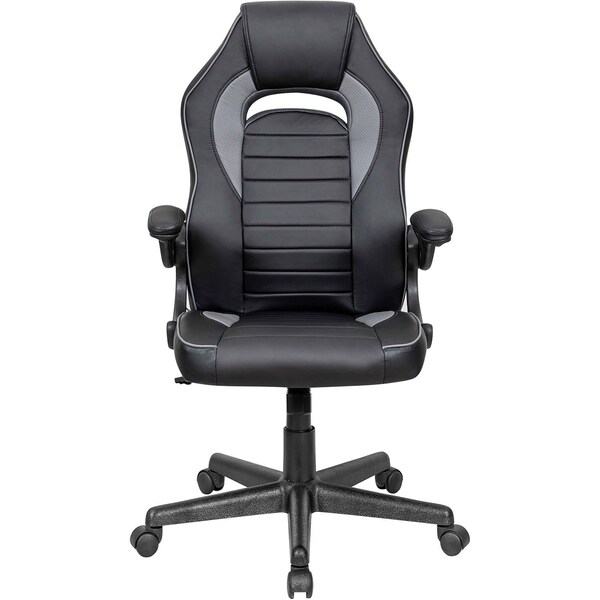 Global Industrial Racing/Gaming Chair, Mid Back, Synthetic Leather, Black/Gray - 695854GY