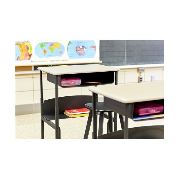 Safco AlphaBetter Adjustable-Height Student Stool, Backless, Up to 250 lb, 35.5 in. Seat Height, Black - 1205BL