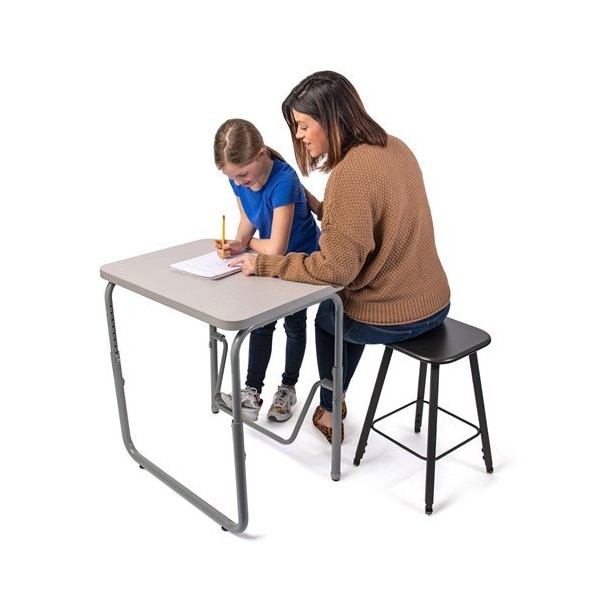 Safco AlphaBetter Adjustable-Height Student Stool, Backless, Up to 250 lb, 35.5 in. Seat Height, Black - 1205BL