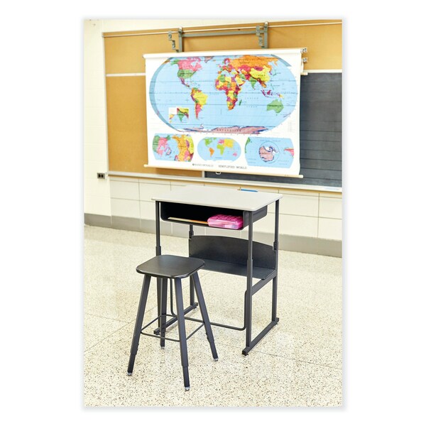 Safco AlphaBetter Adjustable-Height Student Stool, Backless, Up to 250 lb, 35.5 in. Seat Height, Black - 1205BL