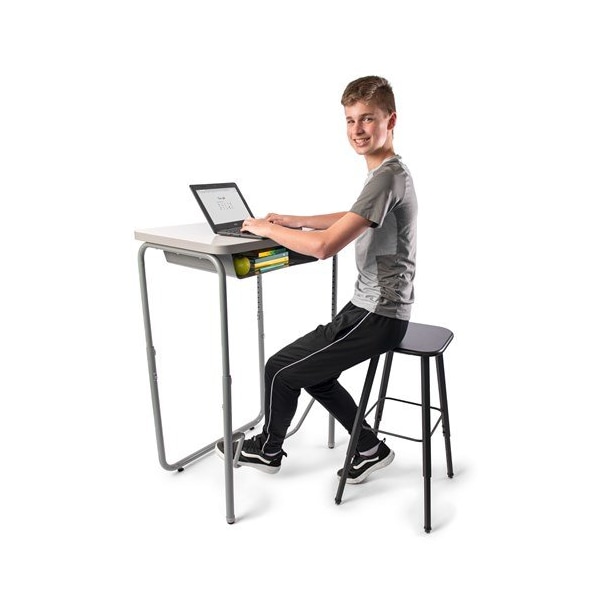 Safco AlphaBetter Adjustable-Height Student Stool, Backless, Up to 250 lb, 35.5 in. Seat Height, Black - 1205BL
