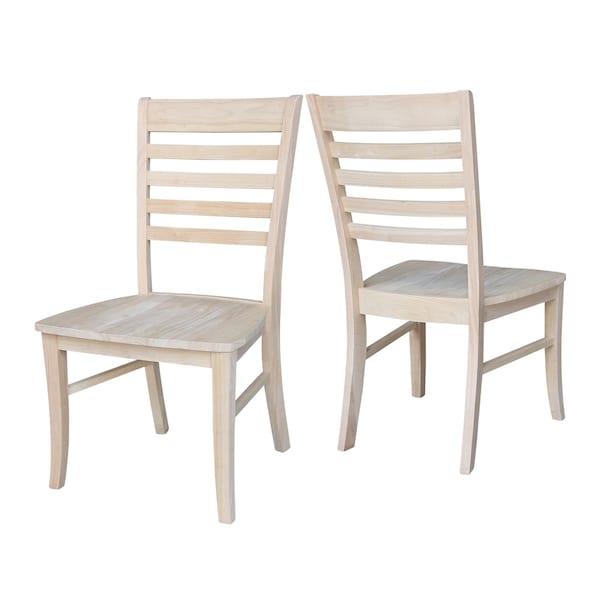 International Concepts Set of 2 Roma Ladderback Chairs, Unfinished - C-310P
