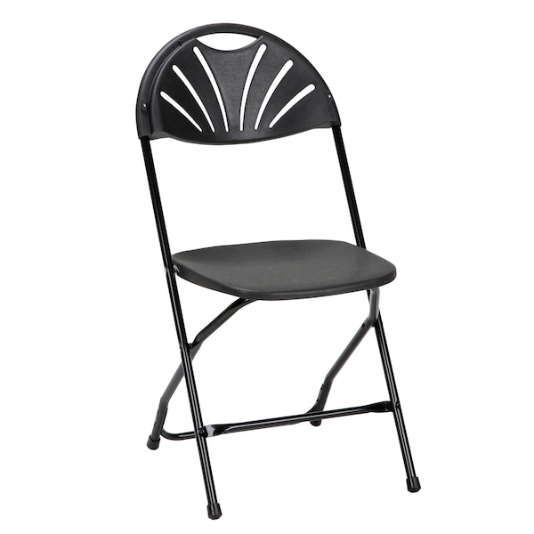 Zown Folding Chair, Stacking, Resin, Fanback, Banquet, Black, PK8 - 60542BLK8E