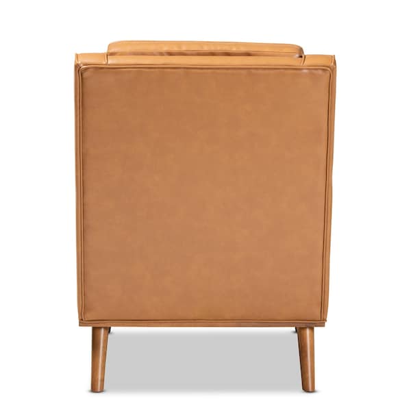 Baxton Studio Daley Modern and Contemporary Tan Faux Leather and Walnut Brown Finished Wood Lounge Armchair - 183-11013-ZORO
