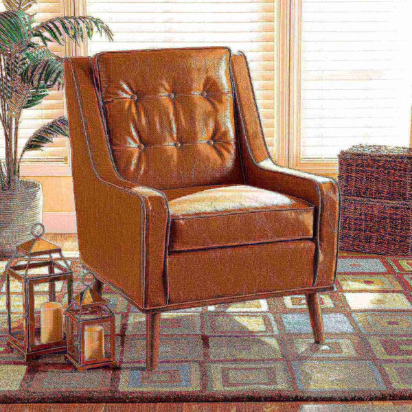 Baxton Studio Daley Modern and Contemporary Tan Faux Leather and Walnut Brown Finished Wood Lounge Armchair - 183-11013-ZORO