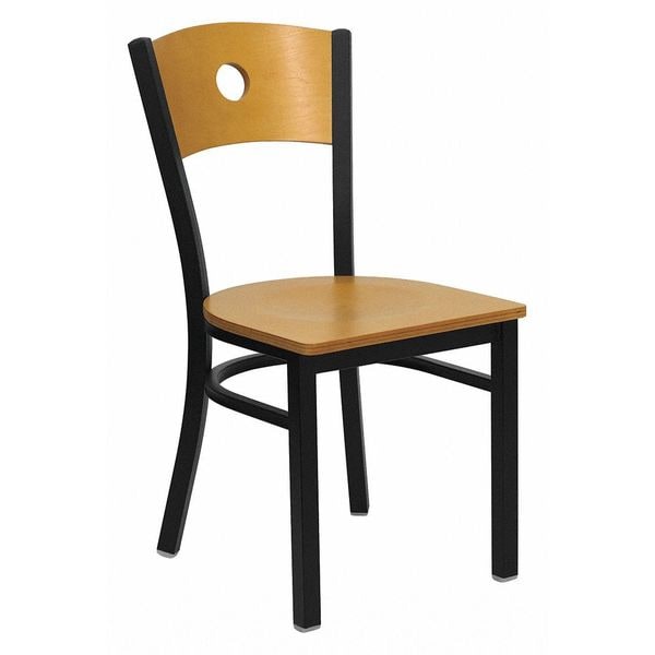 Flash Furniture Hercules Restaurant Chair, Wood Back, 16-1/4 in W 21-1/2" L 32-3/4" H - XU-DG-6F2B-CIR-NATW-GG