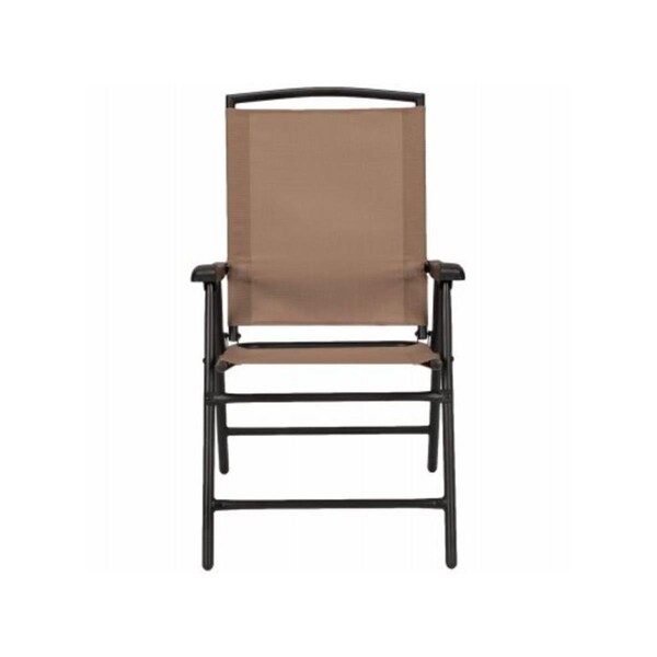 Woodard Sunny Isles Sling Fabric Steel Folding Chair, Mocha - 270110
