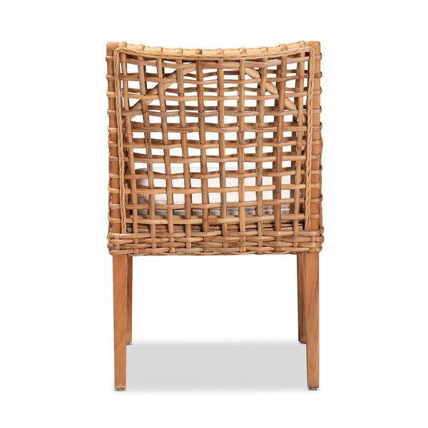 Baxton Studio Saoka Modern and Contemporary Natural Brown Finished Wood and Rattan Armchair - 185-11867-ZORO