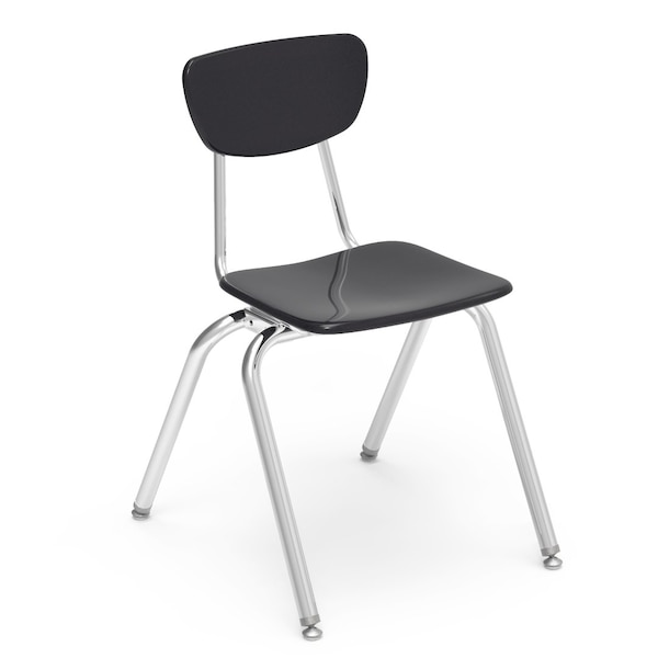 Virco 3000 Series 18" Classroom Chair, 5th Grade - Adult with Nylon Glides - Black Seat - 3018