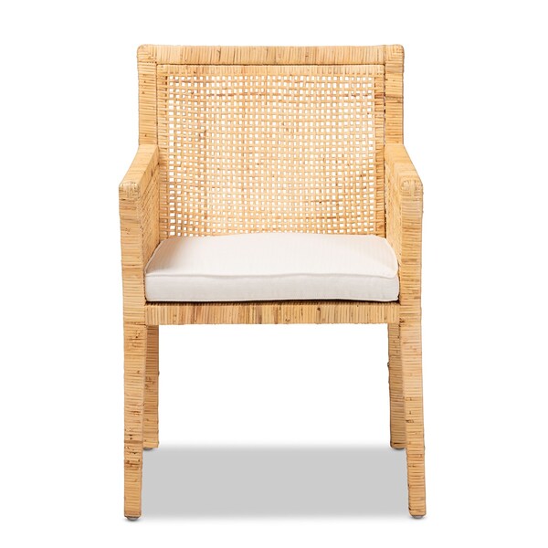 Baxton Studio Karis Modern and Contemporary Natural Finished Wood and Rattan Armchair - 185-11869-ZORO