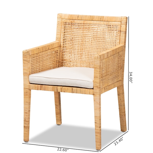 Baxton Studio Karis Modern and Contemporary Natural Finished Wood and Rattan Armchair - 185-11869-ZORO