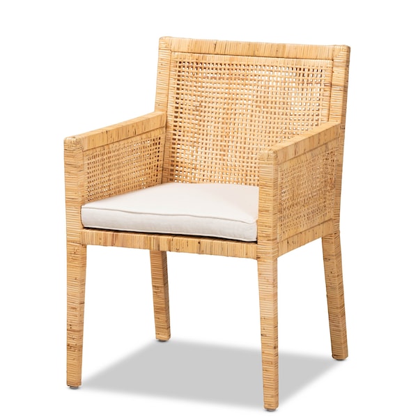Baxton Studio Karis Modern and Contemporary Natural Finished Wood and Rattan Armchair - 185-11869-ZORO