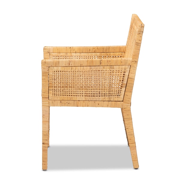 Baxton Studio Karis Modern and Contemporary Natural Finished Wood and Rattan Armchair - 185-11869-ZORO