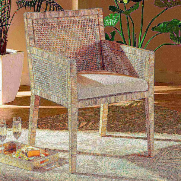 Baxton Studio Karis Modern and Contemporary Natural Finished Wood and Rattan Armchair - 185-11869-ZORO