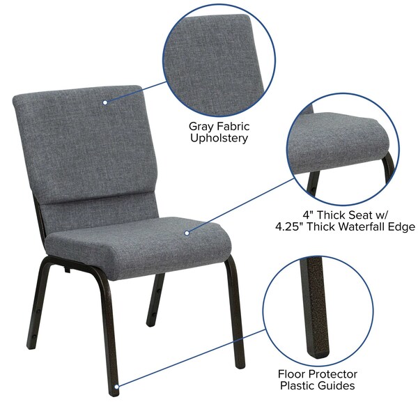 Flash Furniture Fabric Church Chair, Gray - XU-CH-60096-BEIJING-GY-GG