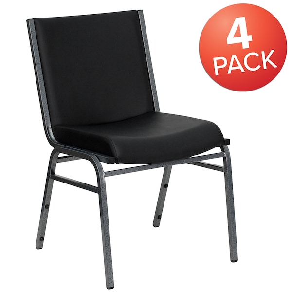Flash Furniture HERCULES Series Heavy Duty Black Vinyl Stack Chair - 4-XU-60153-BK-VYL-GG