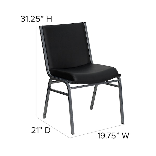 Flash Furniture HERCULES Series Heavy Duty Black Vinyl Stack Chair - 4-XU-60153-BK-VYL-GG