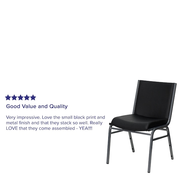 Flash Furniture HERCULES Series Heavy Duty Black Vinyl Stack Chair - 4-XU-60153-BK-VYL-GG