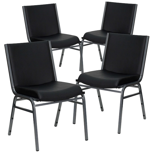 Flash Furniture HERCULES Series Heavy Duty Black Vinyl Stack Chair - 4-XU-60153-BK-VYL-GG