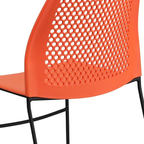 Flash Furniture Sled Stack Chair, Plastic, Air-Vent Bck, OR - RUT-498A-ORANGE-GG
