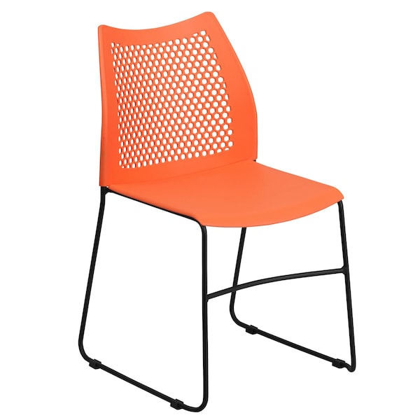 Flash Furniture Sled Stack Chair, Plastic, Air-Vent Bck, OR - RUT-498A-ORANGE-GG