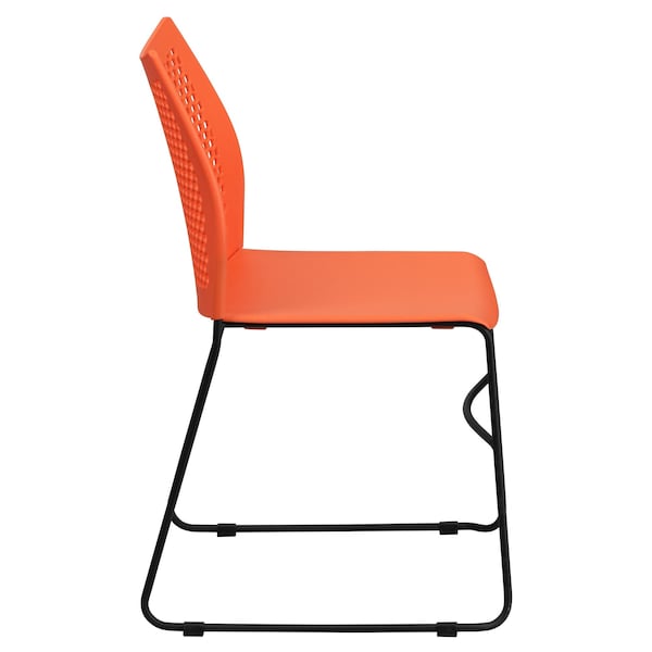 Flash Furniture Sled Stack Chair, Plastic, Air-Vent Bck, OR - RUT-498A-ORANGE-GG