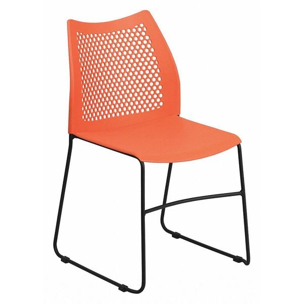 Flash Furniture Sled Stack Chair, Plastic, Air-Vent Bck, OR - RUT-498A-ORANGE-GG