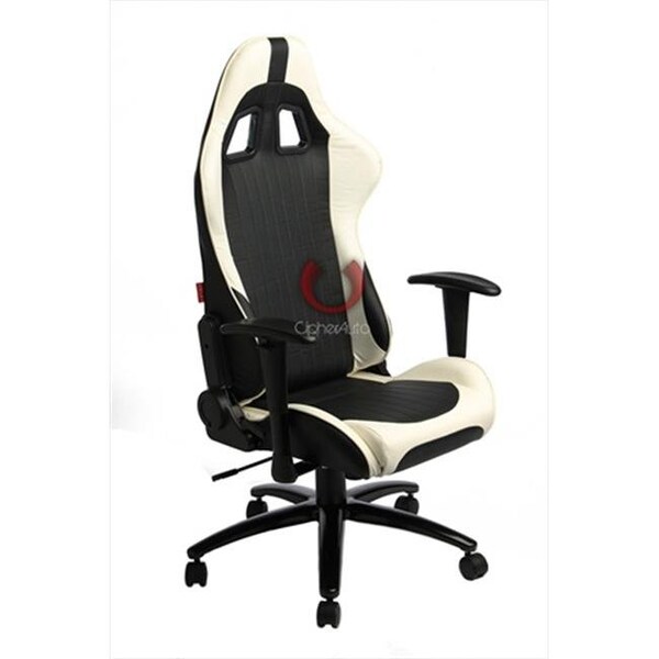 Cipher Cipher CPA5001 Series All Black & White PU Leather Office Racing Seats - CPA5001PBKWH