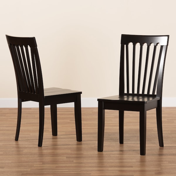 Baxton Studio Minette Modern and Contemporary Transitional Dark Brown Finished Wood 2-Piece Dining Chair Set - 180-11426-ZORO