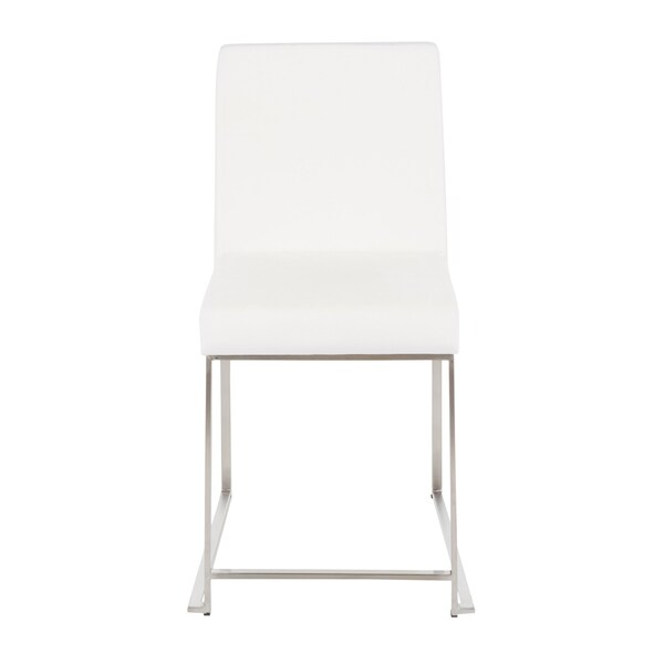 Lumisource High Back Fuji Dining Chair in Stainless Steel and White Velvet, PK 2 - DC-HBFUJI SSVW2