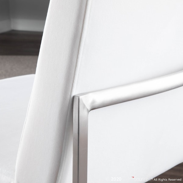 Lumisource High Back Fuji Dining Chair in Stainless Steel and White Velvet, PK 2 - DC-HBFUJI SSVW2