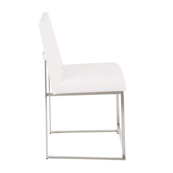 Lumisource High Back Fuji Dining Chair in Stainless Steel and White Velvet, PK 2 - DC-HBFUJI SSVW2
