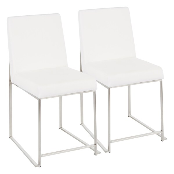 Lumisource High Back Fuji Dining Chair in Stainless Steel and White Velvet, PK 2 - DC-HBFUJI SSVW2