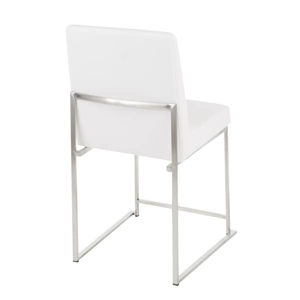 Lumisource High Back Fuji Dining Chair in Stainless Steel and White Velvet, PK 2 - DC-HBFUJI SSVW2