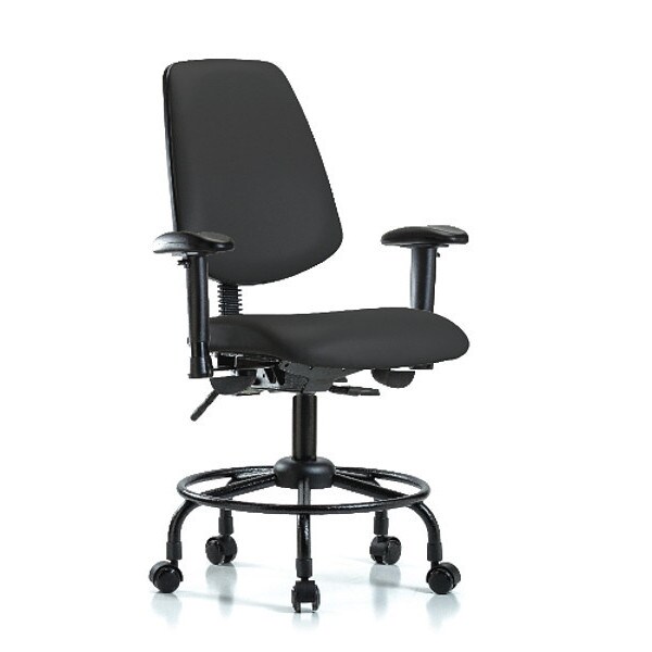 Blue Ridge Ergonomics Desk Chair Adjustable Arms, 21" to 26" Height, Vinyl, Black - BR-VDHCH-MB-RT-T0-A1-RC-8540
