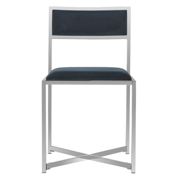 Safavieh 32 x 18 x 20.5 in. Menken Chrome Side Chair, Navy - FOX6301C-SET2